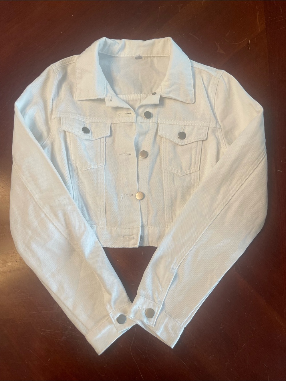 Cropped White Denim Jacket - Women